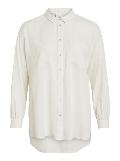 off white skjorte i lin og viskose MioTrend off white skjorte i lin og viskose MioTrend