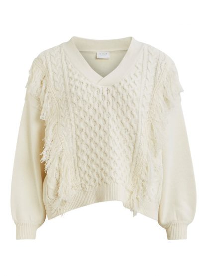 off white genser med frynser Vikajun MioTrend off white genser med frynser Vikajun MioTrend