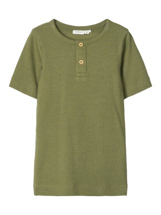Name It t skjorte til jente og gutt med og uten motiv Name grønn t skjorte med paljetter MioTrend